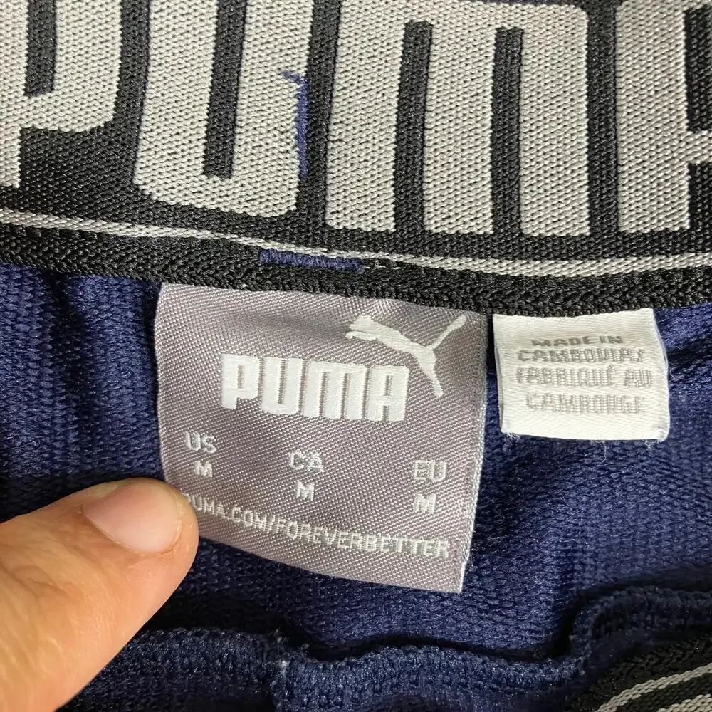 Puma Pants Mens Size M Navy Track Joggers Athletic Tapered Stretch Drawstring‎